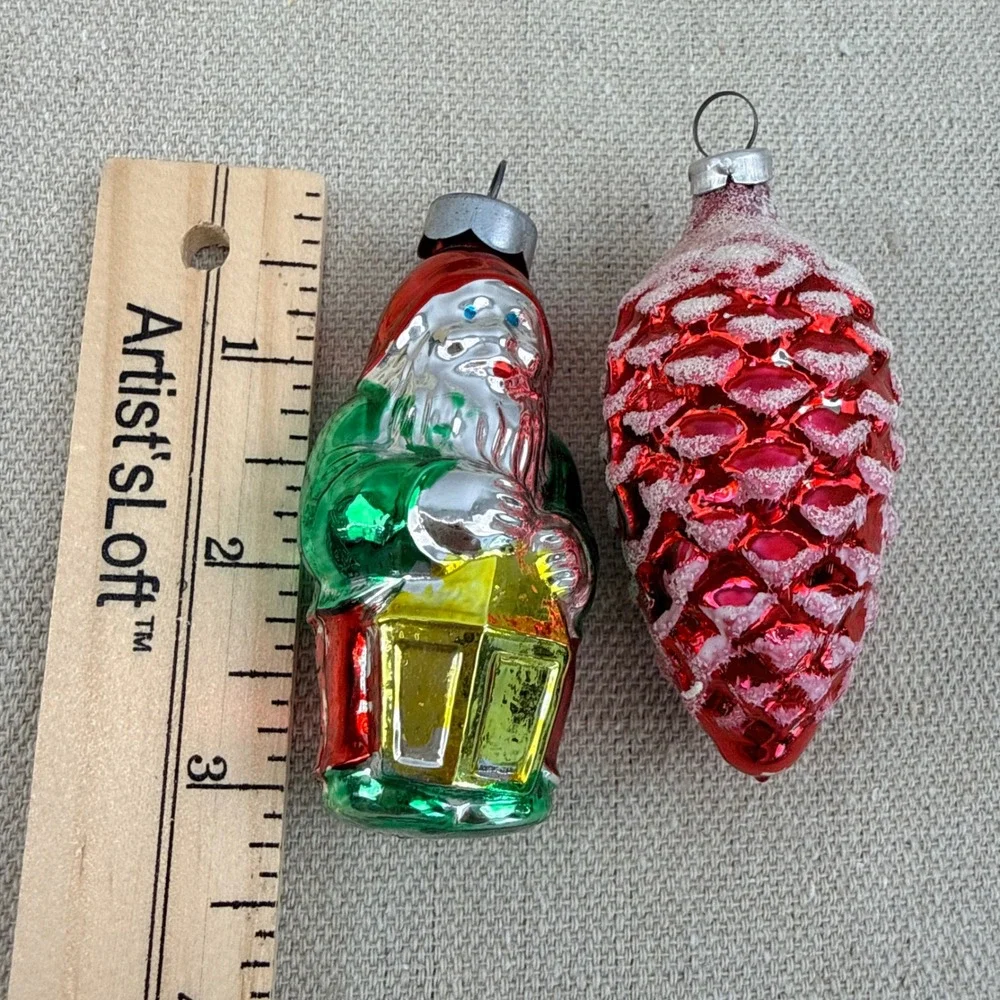 Vintage Austrian Glas-Baumschmuck Blown Glass Christmas Ornaments Set of 4 Boxed